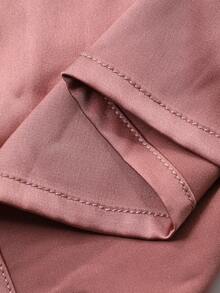 DAZY Charming Lace Patchwork Ruffle Hem Waist Cinched Long Women Robe - Pink - View 8