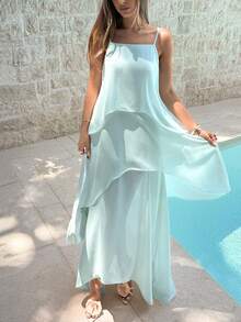 Aloruh 薄荷绿连衣裙，无袖纯色优雅度假连衣裙，鼠尾草绿连衣裙，复活节，圣帕特里克节，狂欢节，约会之夜，音乐会服装，乡村音乐会服装，休闲长裙，海滩度假服装，优雅长裙，生日礼服，舞会礼服，毕业礼服，伴娘礼服，婚礼及活动，婚礼派对礼服，节日礼服 - 藍色 - 查看 5