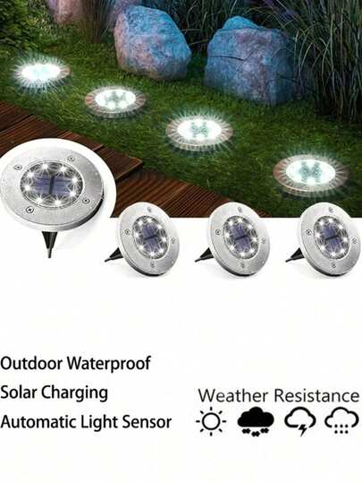 4/8 Unit Solar LED Floor Lamp, Outdoor Lawn Light, Lawn Decoration, Waterproof Underground Light, Garden, Terrace, Patio [Solar]