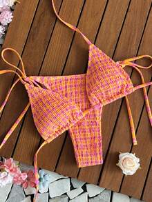 Bonvoyette Summer Fashionable Sexy Multi-Needle Crafted Halter Neck Bikini Set - Multicolor - View 6
