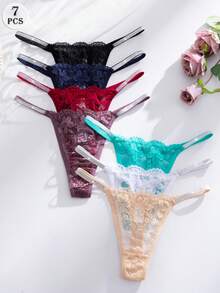 7pcs/Pack Sexy Lace Thong Panties, Seamless Women's Underwear - Multicolor - View 2