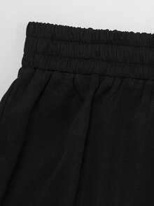 SHEIN Girlism 2pcs Tween Girls Casual Ribbed Star Print T-Shirt And Ruched Pants Set - Black and White - View 5