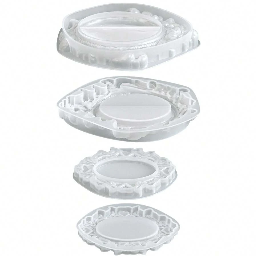 Khuôn silicon dập nổi kiểu cổ điển Châu Âu để tự làm khay hình bầu dục, khay đựng đồ và đồ trang trí. - trắng - Xem 1