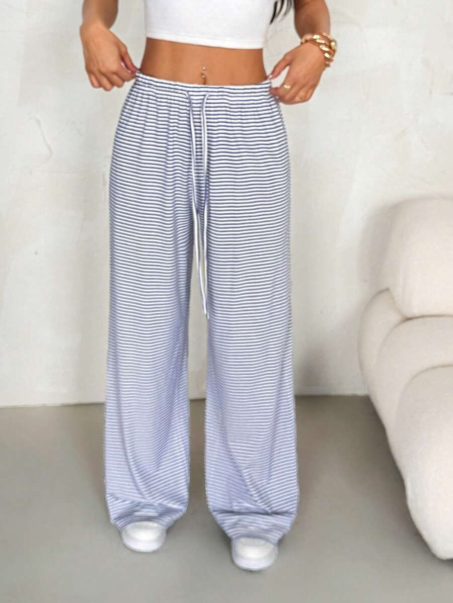 SHEIN PETITE 女士休闲阔腿裤，百搭款式，适合春夏穿着 - 黑與白 - 查看 1