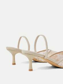 CUCCOO HITCHD Apricot Pointed Toe Stiletto Heel Lace Mesh  Wedding Party Women's High Heel Sandals Open Toe Sandals For Christmas - Apricot - View 5