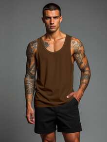 Sport MetroGents 3 áo tank top thể thao nam màu trơn cổ tròn, kiểu dáng thường ngày, thích hợp tập luyện, chơi bóng rổ hoặc tập gym. - Nhiều màu - Xem 4