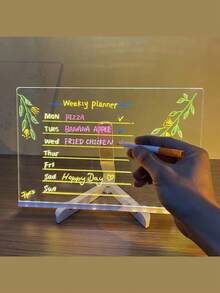 لوحة رسائل LED، تعمل بالطاقة USB بإضاءة دافئة، لوحة رسم مضيئة DIY من الأكريليك، لوحة رسم مضاءة ب- LED مع أقلام ملونة بسبعة ألوان، لافتة إعلانية صغيرة محمولة، مناسبة كهدايا عيد الميلاد ورأس السنة للمكتب والمنزل، بدون بطارية - ضوء أبيض دافئ - مشاهدة 5