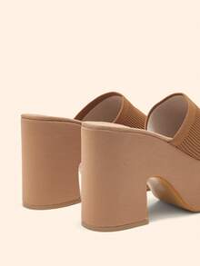 CUCCOO BASICS Giày sandal hở mũi đế dày cho nữ, thoáng khí, chống thấm nước, cao gót đế xuồng, màu đen, thích hợp cho các bữa tiệc mùa xuân/hè, lễ tình nhân và các dịp xuân khác. - Màu nâu  Mocha - Xem 5