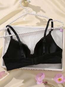 DesireSculpt 1pc Sexy Lace Simple Gather Small Bust Enhancing Underwire Bra - Multicolor - View 2