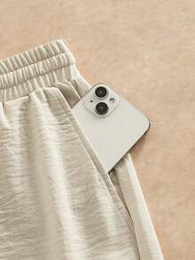 HIMLAND 男士休闲纯色抽绳腰短裤，夏季 - 彩色 - 查看 5