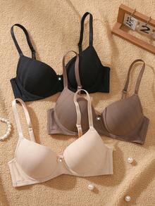 DesireSculpt 3pcs/Set Soft & Comfortable Wireless Supportive Everyday All-Match Bras - Multicolor - View 1