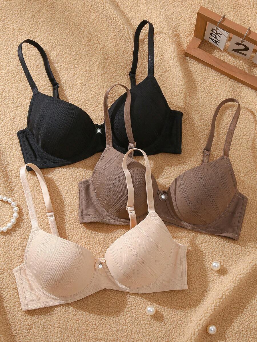 DesireSculpt 3pcs/Set Soft & Comfortable Wireless Supportive Everyday All-Match Bras - Multicolor - View 1