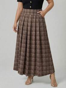 GlowEve CURVE 大码女装2025新款秋冬格子裙，A字褶裙，适合返校、毕业、情人节、音乐节、母亲节、万圣节、感恩节、复活节、国庆节、舞会、约会、派对、婚礼、户外活动