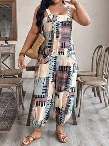 SHEIN LUNE CURVE 大码女式拼接多元素连体裤 - 彩色 - 查看 6