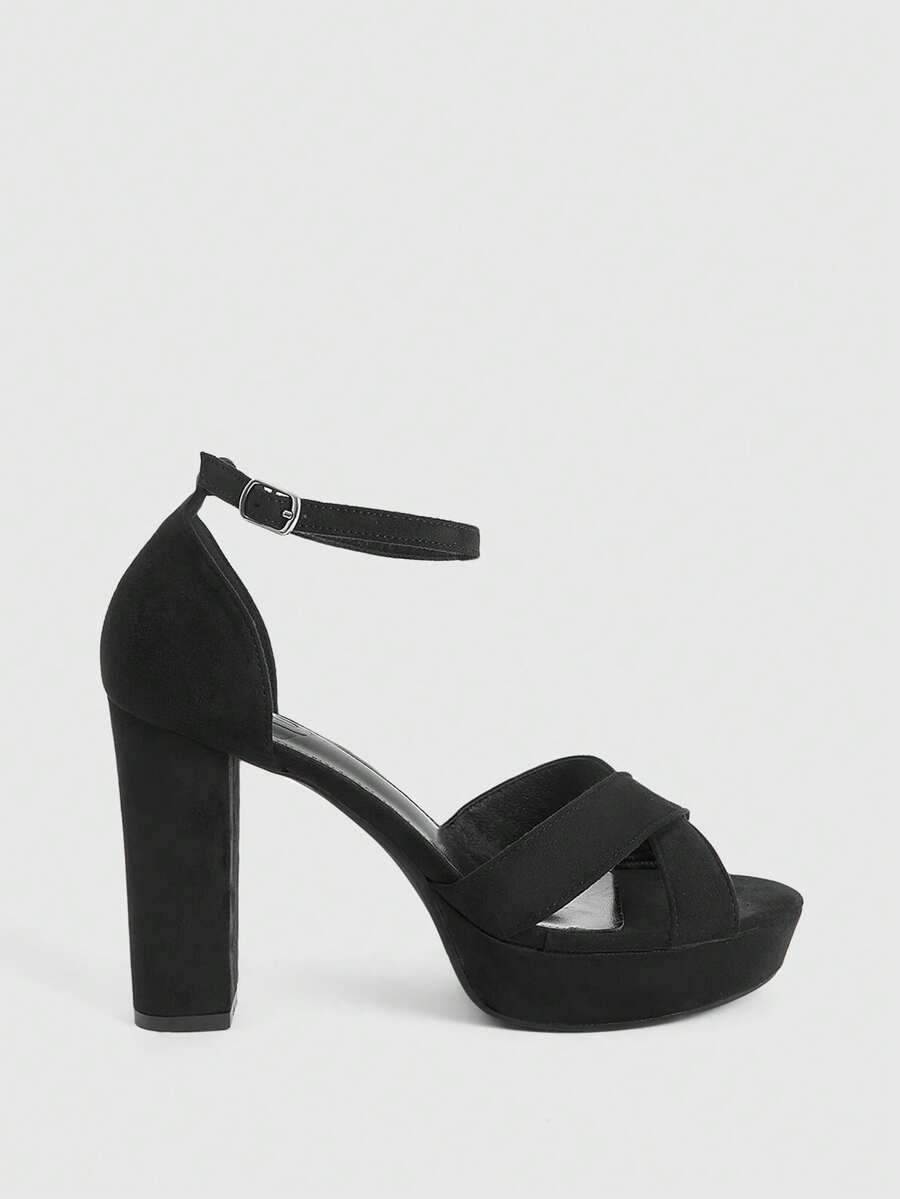 CUCCOO LuxiPop Women Heeled Sandals Valentine's Day - Matte Black - View 1