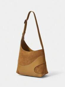 SHECARRY 女士单肩包 曲线拼接 酒红色 - 棕色 - 查看 3