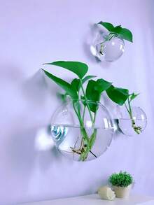 1/2/4件套壁挂式玻璃生态瓶花盆，自浇水水培植物容器，手工圆形透明水晶花瓶，适用于家居办公室装饰，现代简约悬挂式花瓶，墙面艺术，室内绿植展示 - 彩色 - 查看 9
