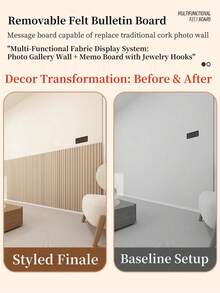 1片可重复使用免钉软墙垫板，粘性毛毡墙面装饰板，适用于家庭和办公室，可用于装饰特色墙、房间装饰、墙面覆盖、照片墙以及卧室、书房、客厅、玄关、办公室的收纳整理。 - 彩色 - 查看 2