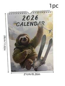 1份趣味2026年日历，生日礼物佳选，显示2026年1月至12月。日历，挂历 - 彩色 - 查看 2