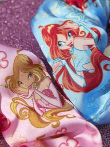 The Winx X SHEIN 6 chiếc dây buộc tóc in hình hoạt hình dễ thương, chất liệu satin bóng mượt, màu sắc kẹo ngọt, thích hợp dùng ở nhà hoặc đi chơi, đặc biệt là cho kiểu tóc đuôi ngựa cao, phong cách Y2K. - Nhiều màu - Xem 4