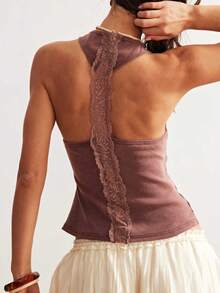 Bohemela 波西米亚风冬/春/夏休闲复古水洗蕾丝拼接女式吊带背心，适合音乐会和派对，也适合海滩度假、日常穿着、返校、郊游、派对、新年、情人节、狂欢节、音乐节等场合。 - 淡黃色 - 查看 5