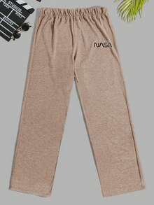 EURMUSE 2pcs Men's Comfortable Casual English Print Pajama Set - Beige - View 8