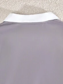 Teen Girl Contrast Collar Long Sleeve T-Shirt And Pants Set - Grey - View 4