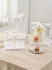 1pc White/Clear Lid Cake Box, Bakery Food Gift Box Suitable For Cakes, Pastries, Chocolates, Cookies, Pies, Birthday Parties, Weddings, Valentine's Day, Gift Packaging - Transparent Lid, Transparent Version - View 6