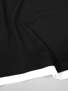 Manfinity Men's Casual Loose Fit Contrast Color Round Neck Short Sleeve T-Shirt - Black - View 7