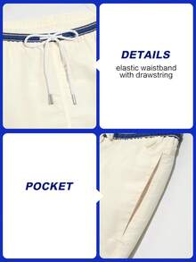 Horizaway 男士热带印花休闲沙滩短裤 - 米色 - 查看 4