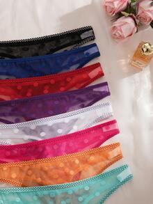 16pcs/Set Romantic Sexy Lace Polka Dot Thong Panties For Women - Multicolor - View 7