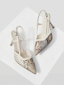 Mnmlis Giày cao gót mũi nhọn cổ điển họa tiết da rắn gợi cảm dành cho nữ, thích hợp cho các buổi tiệc tối. - Nhiều màu - Xem 5