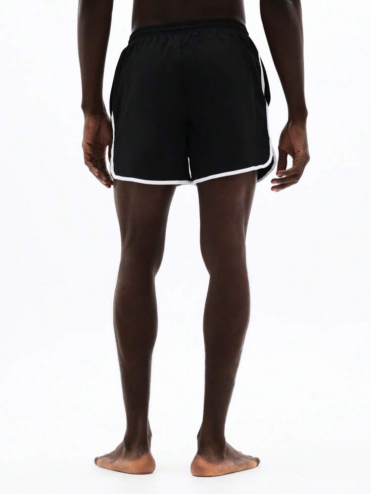SUMWON Nylon Badeshorts mit weißer Paspelborte, Sommer Strand Urlaub Lässig Sport, elastischer Bund mit Kordelzug verstellbar, bequem für den Urlaub