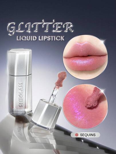 SHEGLAM Glitter Whip Flytande LäPpstift-Sequins MäRke SköNhet Smink Kosmetika FöR Kvinnor Och Flickor Perfekt FöR Vinter Idealisk FöR Y2K Elegant Mode Passande FöR FöDelsedag GåVa Fest Klar BäSt FäRg