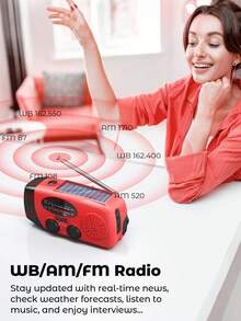 Teckwe Hand Crank Radio With 2000mAh Cellphone Charger, AM FM NOAA Weather Radio With Bright Flashlight For Home And Outdoor Emergencies - Multi-color - one size fits all - View 2