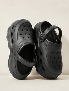 Cuccoo 女士套脚凉鞋，厚底加厚软底拖鞋，黑色透气穆勒鞋，百搭日常通勤休闲凉鞋