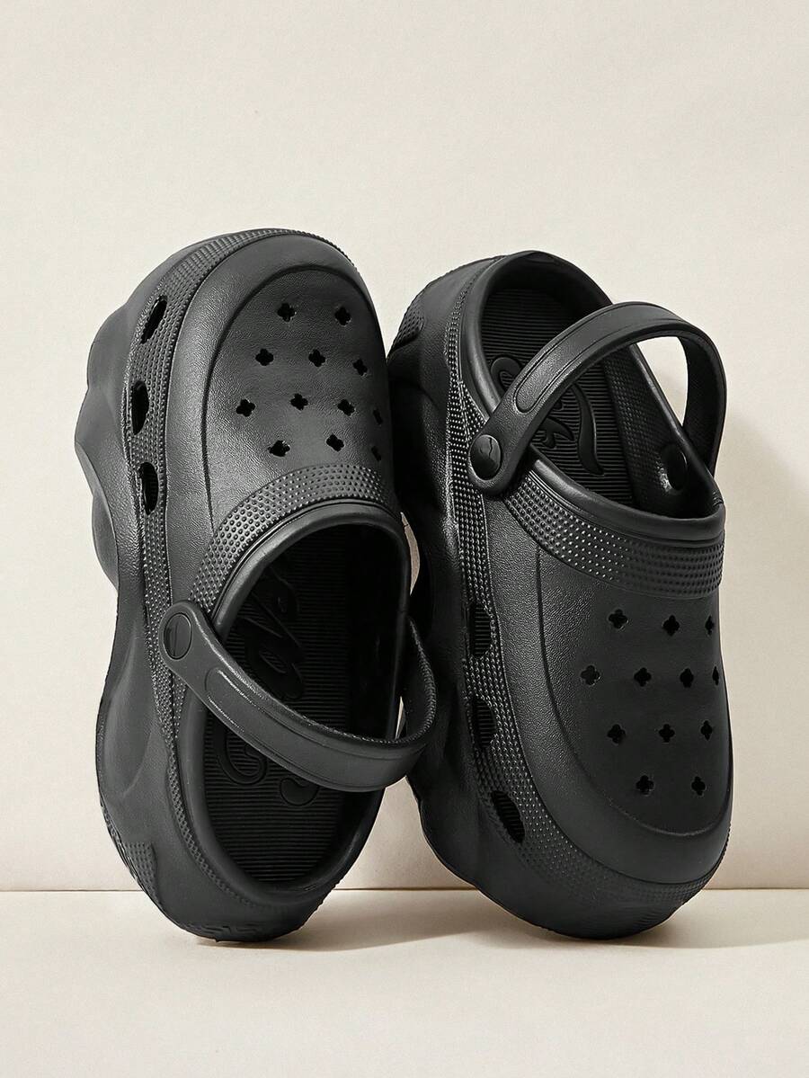 Cuccoo 女士套脚凉鞋，厚底加厚软底拖鞋，黑色透气穆勒鞋，百搭日常通勤休闲凉鞋