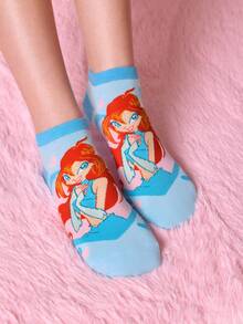 The Winx X SHEIN 6 đôi tất cổ ngắn mềm mại, thoáng khí, thấm hút mồ hôi dành cho nữ và bé gái, họa tiết hoạt hình dễ thương, thời trang và đáng yêu, màu kẹo ngọt, mũi và gót được gia cố để tăng độ bền, phù hợp mọi mùa hè và đông, họa tiết đồ họa, phong cách Y2K. - Nhiều màu - Xem 5