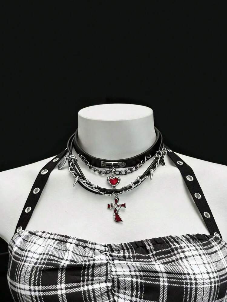 EgrlEra Women's Casual Plaid Ruched Bust Asymmetric Hem Dress, Summer - Grey - View 3