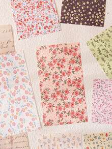 60 hojas/paquete Papel decorativo floral para scrapbooking, pegatinas y notas DIY - BQ897/Hojas florales - Ver 3
