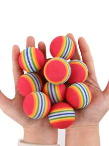 21pcs Foam Rainbow Ball Cat Toy Interactive Chase Ball Silent Solid Elastic Ball Toy Set For Pets OnlySuitable For Indoor And Outdoor Play For All Cats Colors Shipped Randomly - Multicolor - View 6