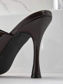 SHUZIA Women's Minimalist Elegant Stiletto Slip-On Heeled Sandals - Coffee Brown - View 4