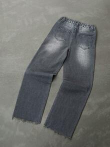 Teen Boy Casual Everyday Washed Distressed Jeans - Grey - View 2