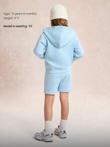 GLOWMODE Kids Collection Everyday Fleece Bundle Up Soft Warm Elastic Waist Loose Fit A-Line Shorts Daily Casual Outdoor Wear - Baby Blue - View 2