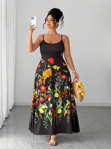 Elenzga 大码女式优雅碎花黄色无袖连衣裙，舒适短袖夏季连衣裙，适合度假、海滩、毕业典礼、节日、情人节、音乐节、母亲节、万圣节、感恩节、复活节、国庆节、舞会、约会、派对、婚礼、郊游等场合。 - 黑色 - 查看 5