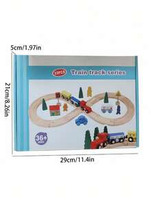 Juego de 32 piezas de vías de tren de madera, kit de construcción DIY con escenas de paisaje, desarrollo del aprendizaje temprano para niños, ideas de regalo de cumpleaños, actividad familiar imprescindible para la temporada de vacaciones - Multicolor - Ver 13