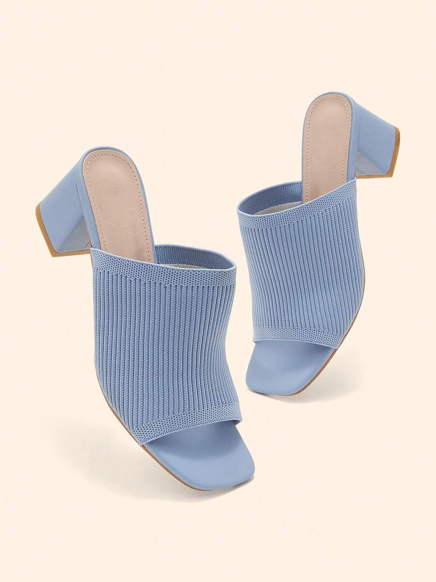 CUCCOO BASICS Women's Square Toe Casual Fashion High Heel Mule Sandals For Christmas Valentine's Day - Sky Blue - View 1
