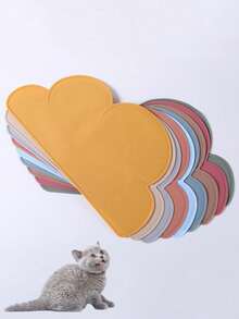 1件装宠物喂食垫，防水、防滑、防漏，适用于宠物碗，易于清洁，防溢漏，宠物喂食餐垫，防水防滑边防漏宠物碗餐垫，云朵餐垫，创意可折叠隔热垫，防水、耐热、防滑餐桌隔热垫 - 白色 - 查看 4