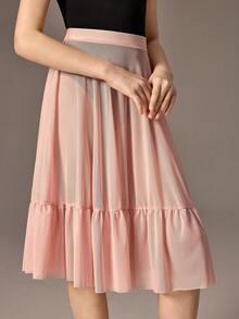 SHEIN 少女粉色网纱芭蕾舞裙套装，包含紧身衣，时尚优雅 - 黑色 - 查看 5