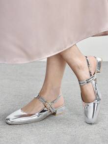 CUCCOO BIZCHIC Women's Classic Black Flat Slip-On Casual Commuter Shoes For Christmas - Silver - View 4